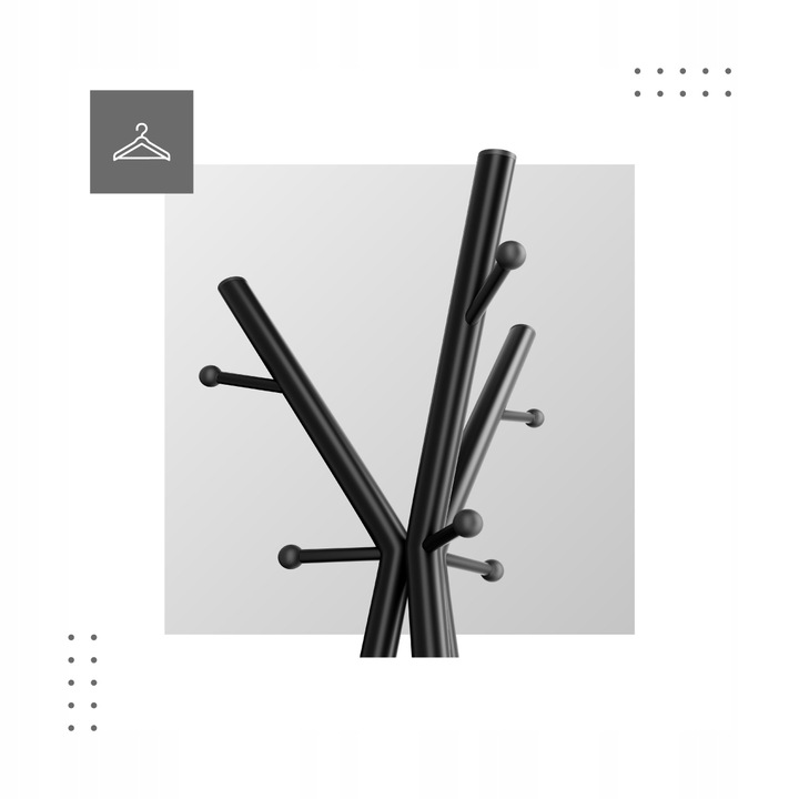 Wieszak stojak na ubrania MARK ADLER stojący stalowy 9 haczyków czarny