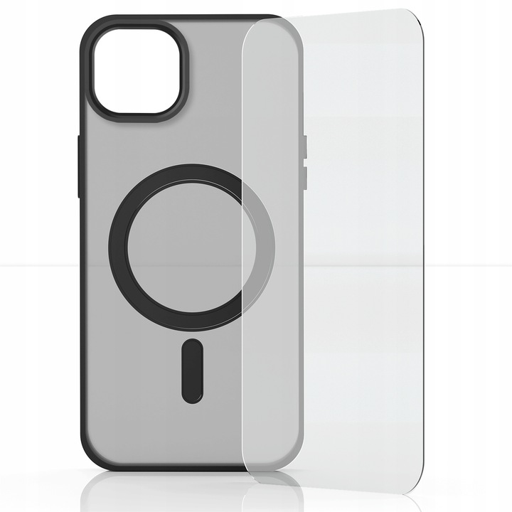 Etui Do Apple iPhone 14 Plus (Magsafe, Czarne Matowe, Wzmacniane) +Szkło 9h