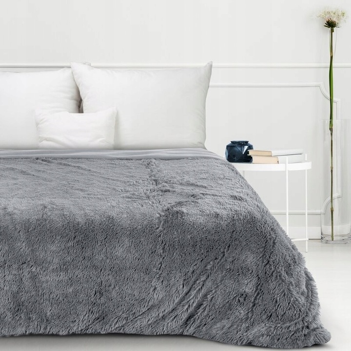 Koc narzuta włochacz 150 cm x 200 srebrny