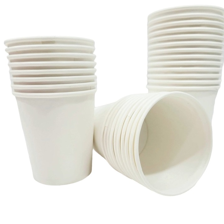 Kubki papierowe jednorazowe do kawy biały 250ml 100szt bez plastiku EKO