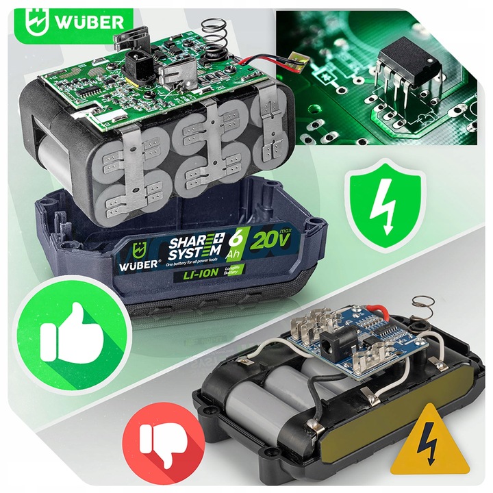 BATERIA AKUMULATOR WUBER SHARE+ SYSTEM LITOWO JONOWA 20 V 6.0 AH WUBER