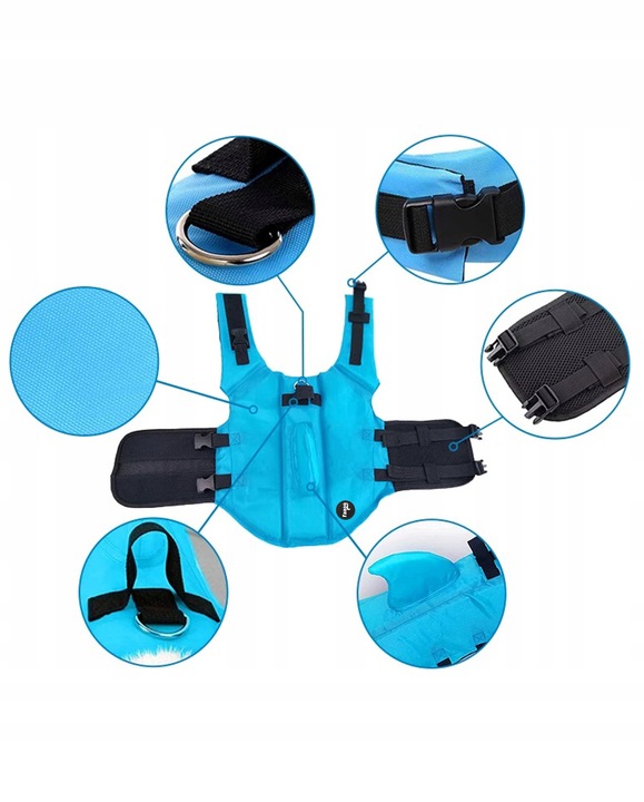 KAPOK KAMIZELKA RATUNKOWA DLA PSA do Wody Rekin XS Ubranko Pływania