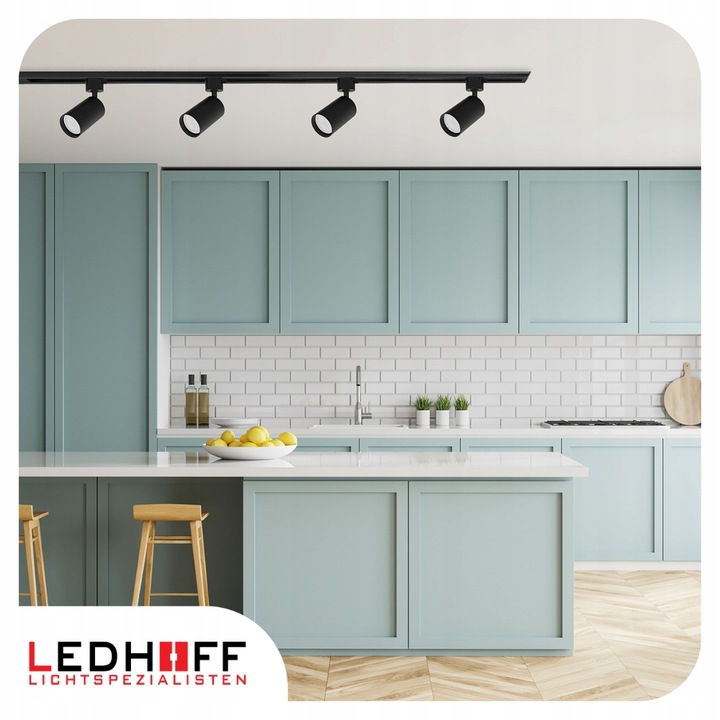 Oświetlenie szynowe Zestaw listwa 2m + 4x lampa GU10 CZARNY