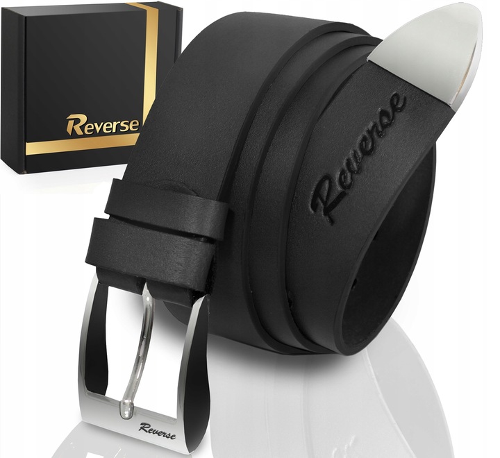 Szeroki skórzany pasek męski do jeansów REVERSE SKÓRA NATURALNA LICOWA 120