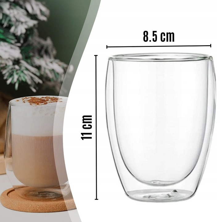 6x SZKLANKI TERMICZNE DO KAWY HERATY DRINKÓW WHISKEY 350ML MROŻONE LODY