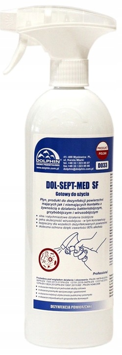 Płyn do Dezynfekcji Powierzchni w Przemyśle Spożywczym Dolsept Med SF 0,75l