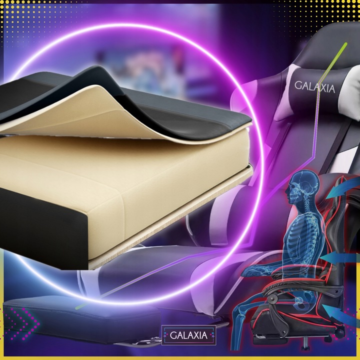 FOTEL GAMINGOWY BIUROWY Obrotowy Kubełkowy Krzesło Gamingowe Z Podnóżkiem