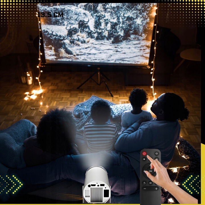 PROJEKTOR RZUTNIK MINI PRZENOŚNY ANDROID LED WIFI FULL HD SMART TV