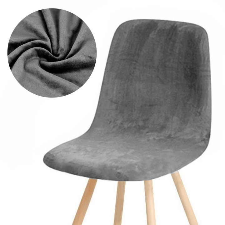 POKROWIEC NA KRZESŁO SKANDYNAWSKIE SZARY WELUR ELASTYCZNY GRUBY UNIWERSALNY