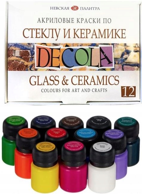 Zestaw farb do szkła i ceramiki Farby 12x20 ml DECOLA
