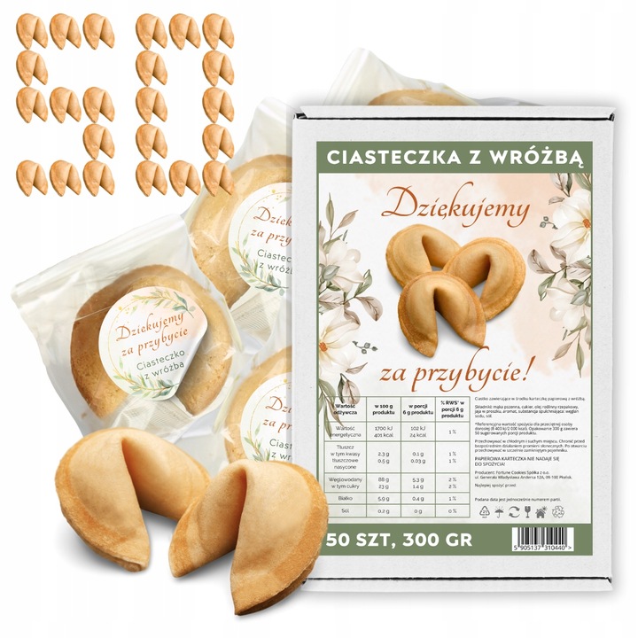 Ciasteczka z Wróżbą Podziękowanie dla gości Dziękujemy za Przybycie 50 szt