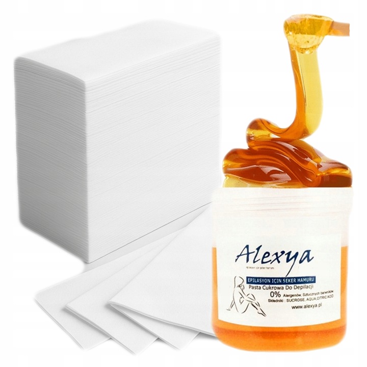 Pasta Cukrowa do depilacji + Paski + Puder lepszy chwyt MNIEJ BÓLU