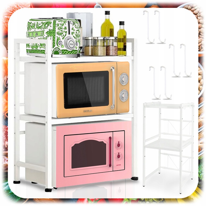 PÓŁKA NA MIKROFALÓWKĘ STOJAK REGAŁ KUCHENNY PRZYPRAWY REGULOWANA
