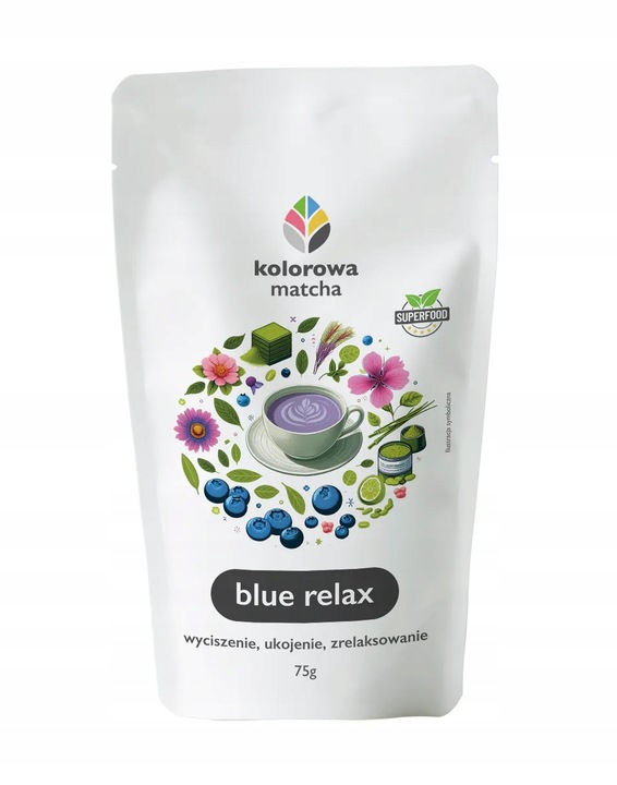 HERBATA MATCHA JAPOŃSKA W PROSZKU NIEBIESKA BLUE RELAX KOLOROWA MATCHA 75G