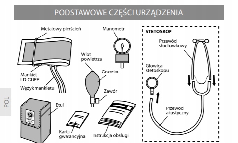 CIŚNIENIOMIERZ MECHANICZNY + STETOSKOP + MANKIET NA RAMIĘ ZESTAW LD LD71