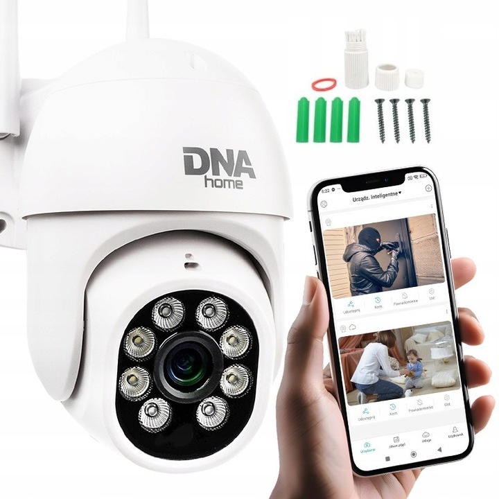 KAMERA ZEWNĘTRZNA WIFI OBROTOWA Z CZUJNIKIEM IP 1080P ZOOM DETEKCJA RUCHU