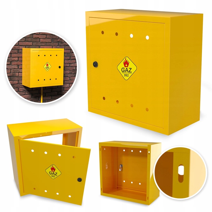 SKRZYNKA GAZOWA 60x60x25 SZAFKA STANDARD NA ZAWÓR GAZ KOLOR ŻÓŁTY