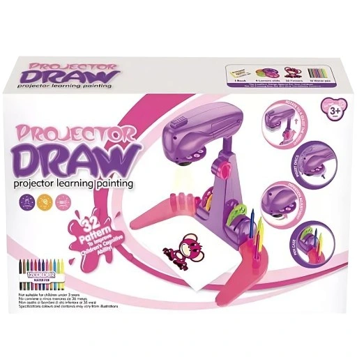 PROJEKTOR RZUTNIK DO NAUKI RYSOWANIA SLAJDY MAZAKI 32 WZORY PODŚWIETLANY