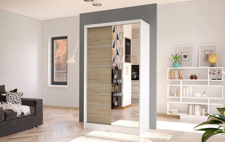 SZAFA PRZESUWNA DIEGO III z lustrem 100cm - pojemna GARDEROBA