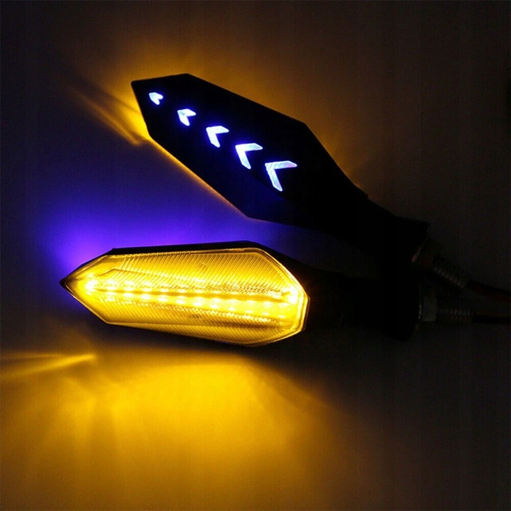 Kierunkowskazy motocyklowe czarne dymione 14 diod LED 4 sztuki