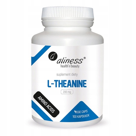 Aliness L-THEANINE Teanina 200 mg 100 kapsułek STRES ODPRĘŻENIE SPOKÓJ SEN