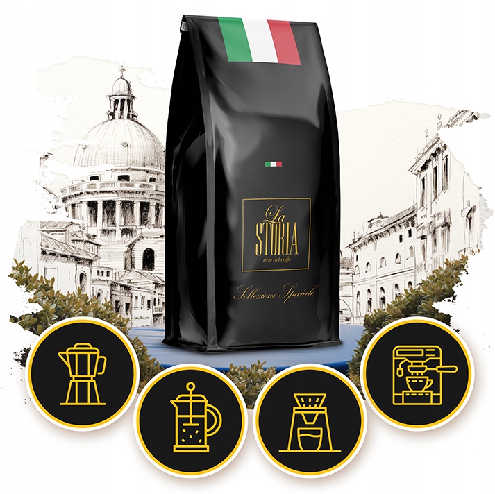 Kawa ziarnista 1kg LA STORIA Sellezione Speciale 100% Arabica Świeżo Palona