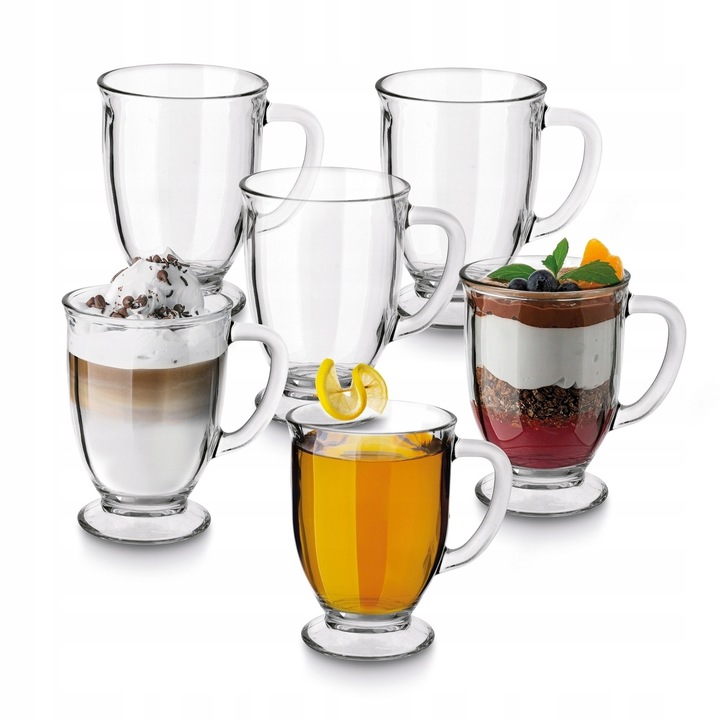 Szklane KUBKI DO KAWY HERBATY szklanki DO NAPOJÓW 6xKUBEK CARLO 450ml Tadar