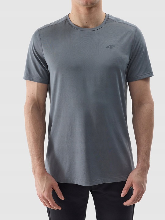 KOSZULKA 4F MĘSKA TRENINGOWA REGULAR SZYBKOSCHNĄCA - SZARA r. L