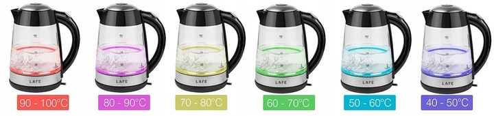 CZAJNIK ELEKTRYCZNY BEZPRZEWODOWY 1,7l 2200W SZKLANY LED REGULACJA