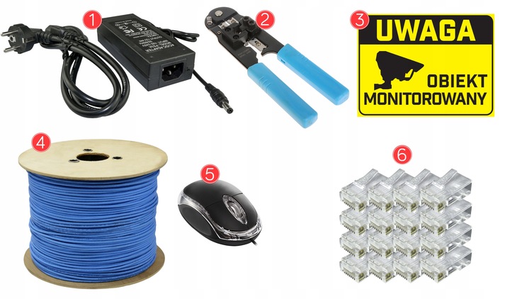 Monitoring cyfrowy IP 4 kamery 4Mpx PoE wbudowany mikrofon online bez dysku