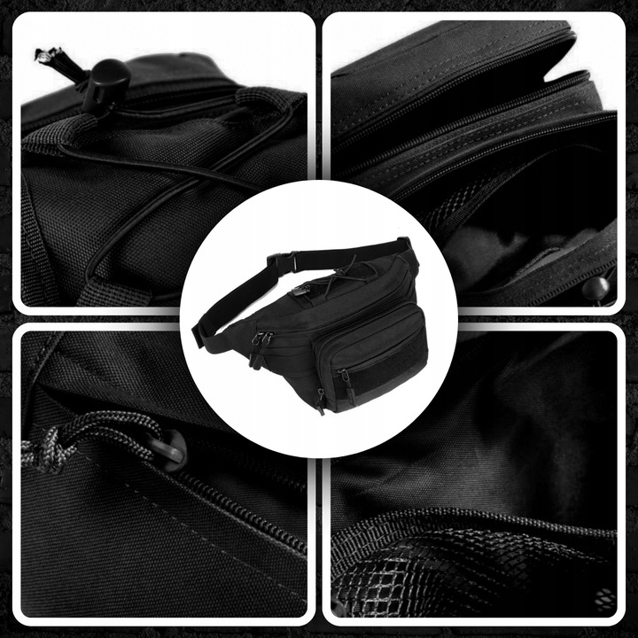 NERKA SASZETKA MĘSKA CZARNA WOJSKOWA biodrówka DUŻA POJEMNA TAKTYCZNA TORBA