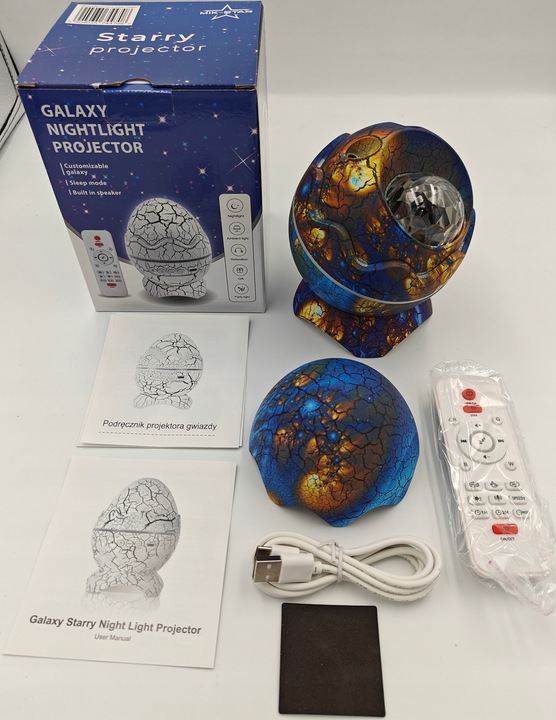 PROJEKTOR GWIAZD LAMPKA NOCNA RZUTNIK LED JAJO DINOZAURA DLA DZIECI PREZENT