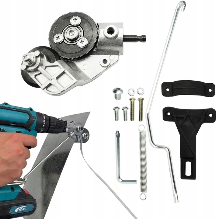 ADAPTER DO CIĘCIA BLACHY NA WKRĘTARKĘ WIERTARKĘ PRZYSTAWKA NOŻYCE