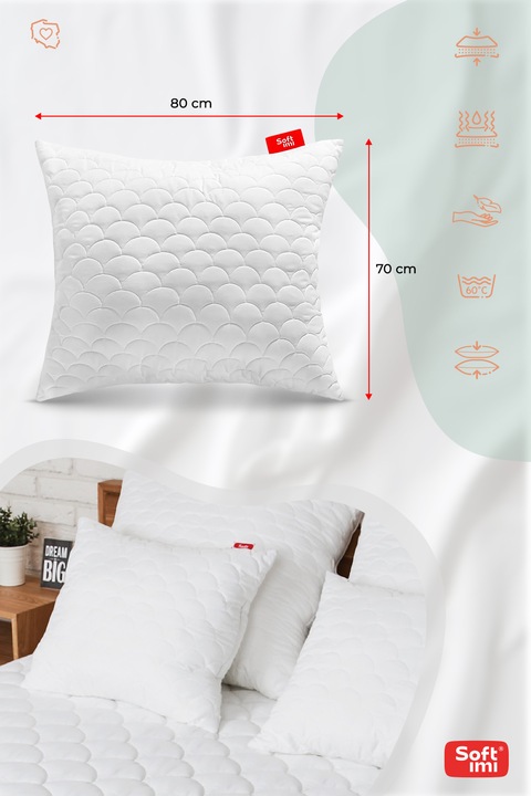 PODUSZKA 70X80 ANTYALERGICZNA PIKOWANA GRUBA ZAMEK