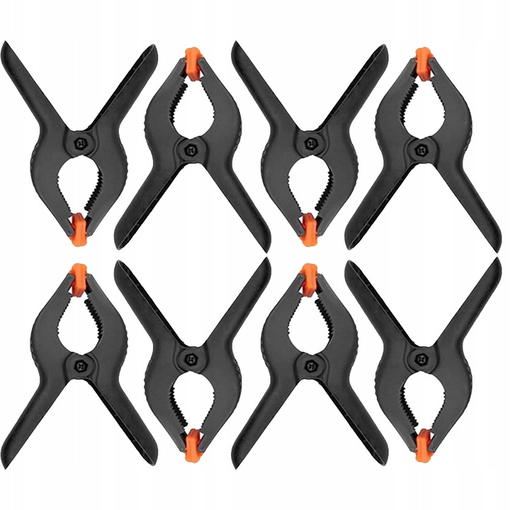 ZESTAW 8 SZT KLIPSÓW MODELARSKICH ŚCISK SPRĘŻYNOWY STOLARSKI KLAMRA