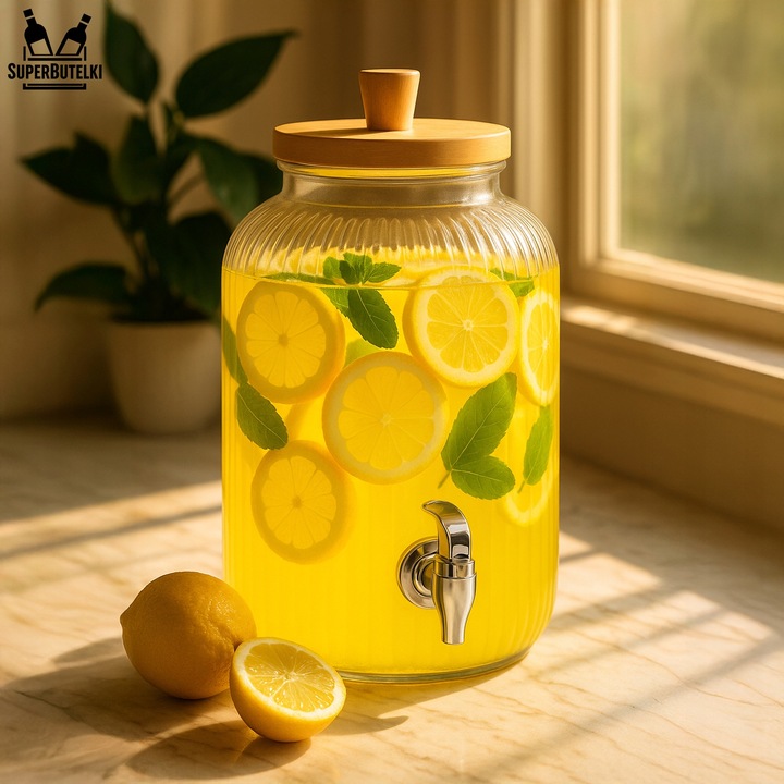 Słoik z kranikiem 5L duży słój szklany z kranem dzbanek dystrybutor wody