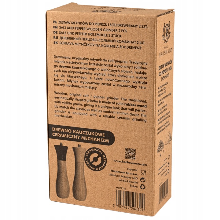 MŁYNEK RĘCZNY DO SOLI i PIEPRZU DREWNIANY ZESTAW 2