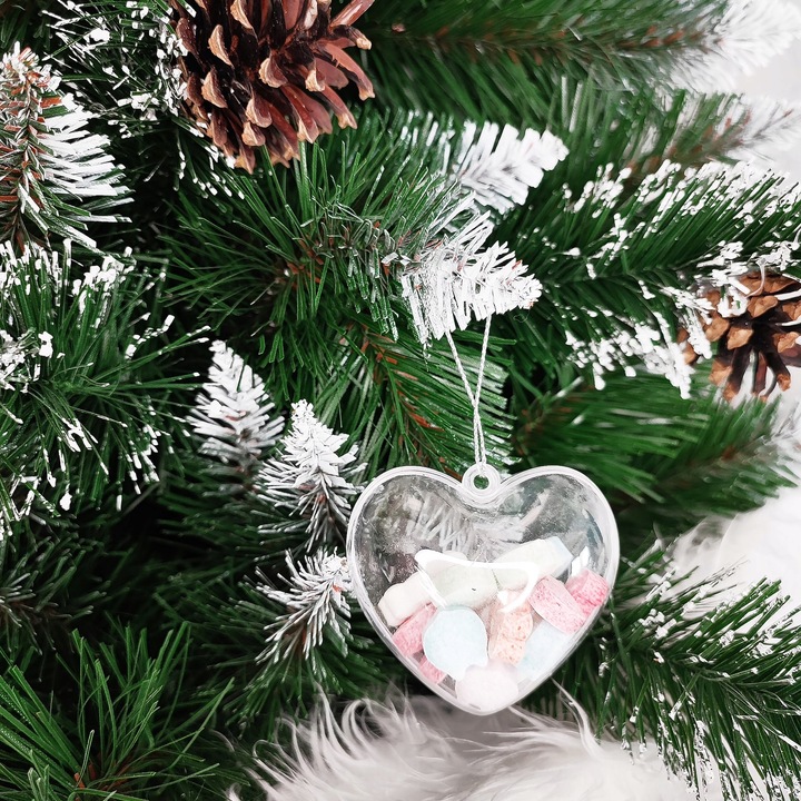 SERCA BOMBKI AKRYLOWE PLASTIKOWE BOMBKA SERCE PRZEŹROCZYSTA DECO 8cm 10szt