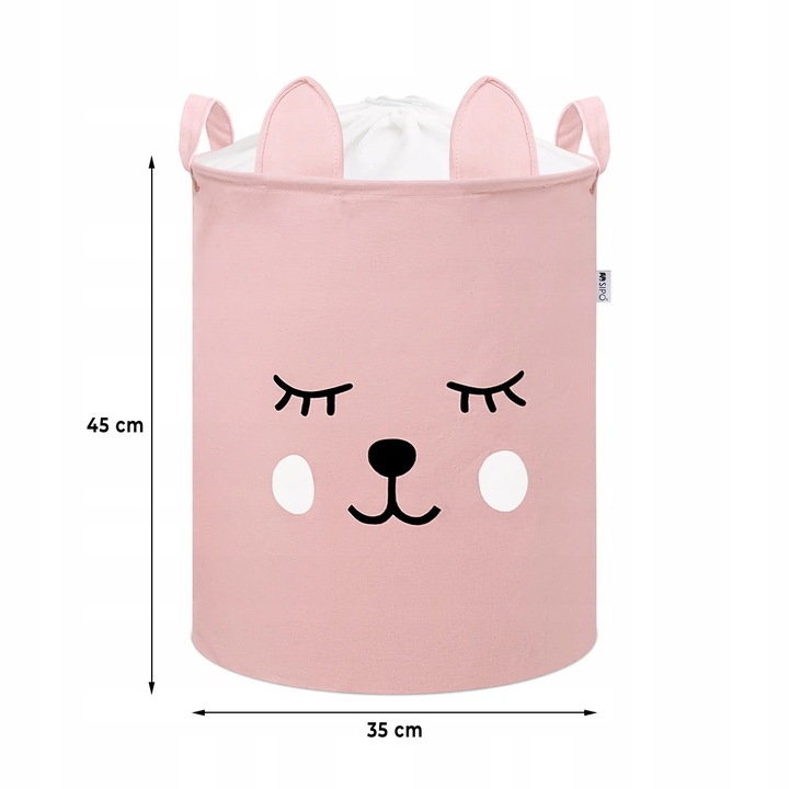 Kosz Pojemnik Na Zabawki Zamykany Ze Ściągaczem XL MIŚ RÓŻOWY SIPO BT035