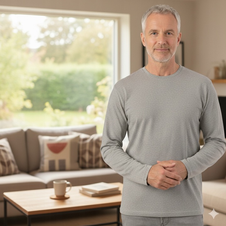 Podkoszulek męski z długim rękawem BAWEŁNIANY SZARY bez ocieplenia