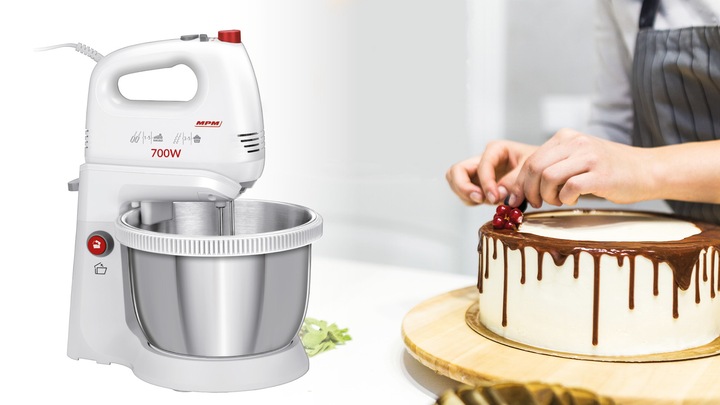 Mikser ręczny z misą biały 700W MPM MMR-21Z