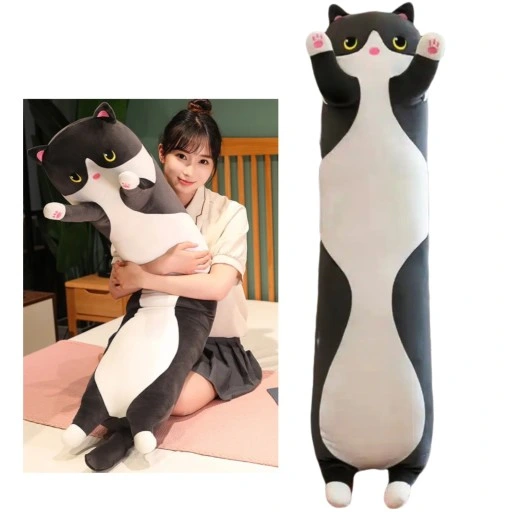 DŁUGI KOTEK MASKOTKA PODUSZKA PLUSZAK KOT 90cm XXL