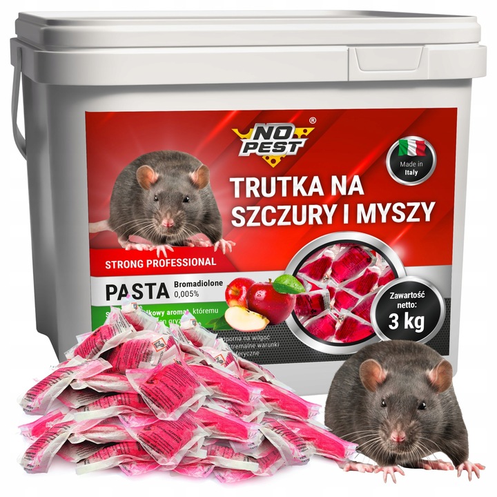 MOCNA SILNA TRUTKA NA SZCZURY MYSZY CZERWONA PASTA BROMADIOLONE NO