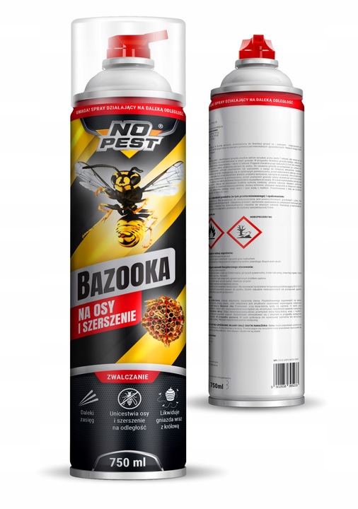 SILNY SPRAY PREPARAT OPRYSK ŚRODEK NA OSY SZERSZENIE GNIAZDA BAZOOKA