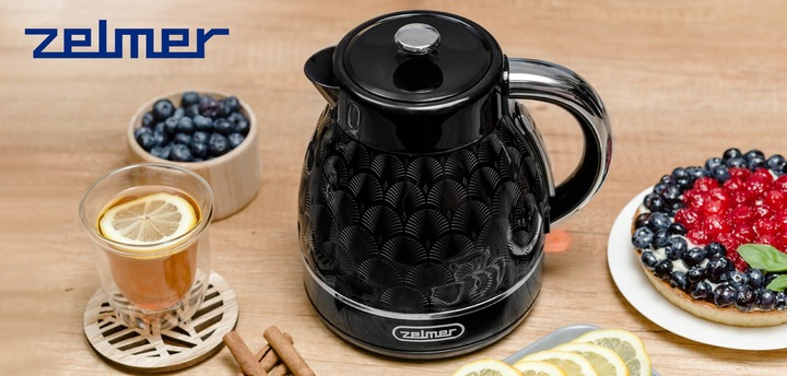 CZAJNIK ELEKTRYCZNY ZELMER BEZPRZEWODOWY PŁASKA GRZAŁKA CICHY 1,7L