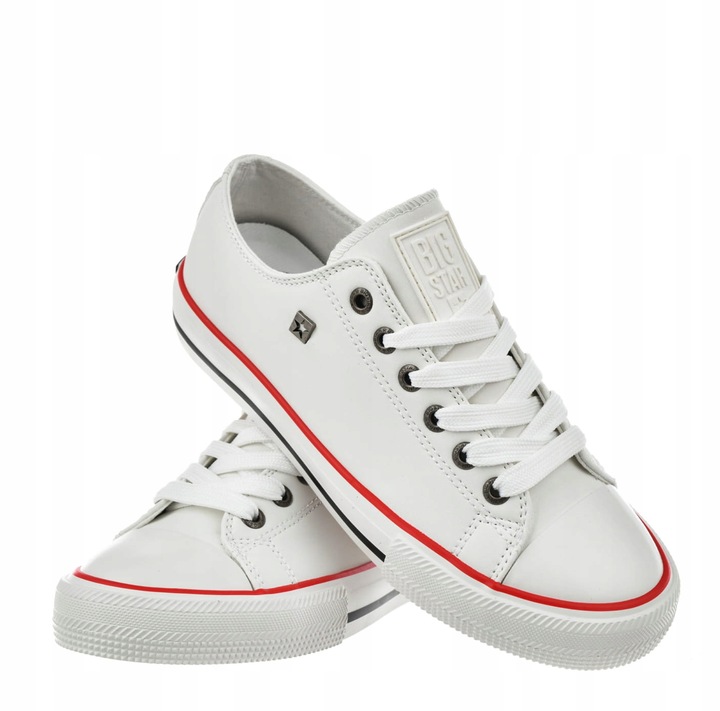 Buty Big Star OO274873 Damskie Białe Skórzane Klasyczne Sneakersy Trampki