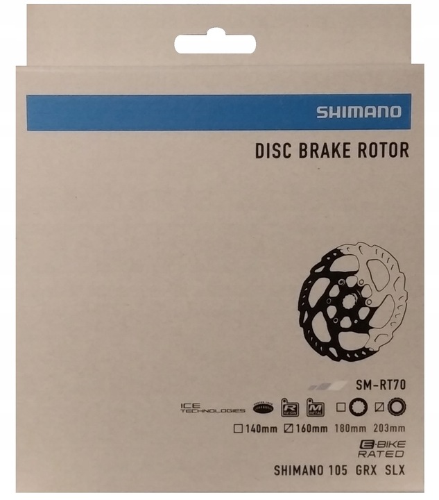 Tarcza Hamulcowa Shimano SM-RT70 160 mm Center Lock Ice Tech BOX Oryginał