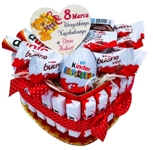 Tort KINDER Box Kosz Prezentowy Urodziny Prezent na Dzień Babci i Dziadka