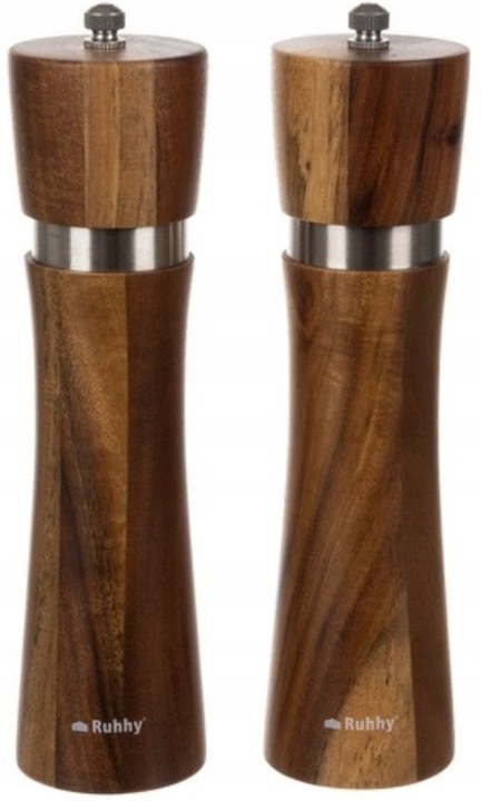 Młynek ręczny do soli i pieprzy DREWNIANY Ruhhy 2 sztuki