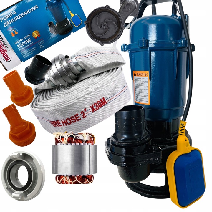 POMPA DO WODY CZYSTEJ BRUDNEJ SZAMBA Z PŁYWAKIEM ROZDRABNIACZEM 3200W